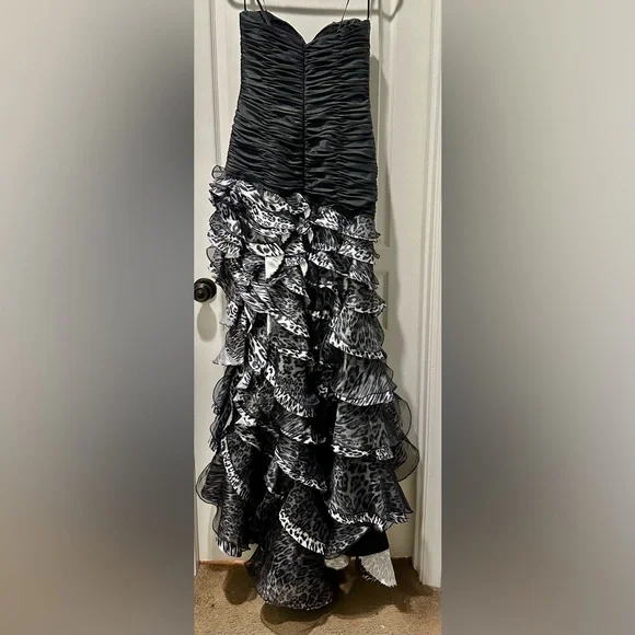 Camille La Vie Strapless Jewel Encrusted Gown w Luxe Ruffles & Legs for Days - Picture 6 of 9